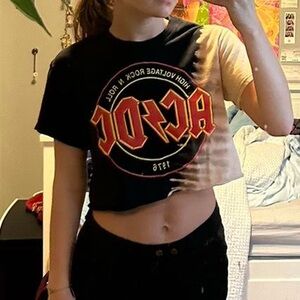 AC/DC cropped half and half shirt